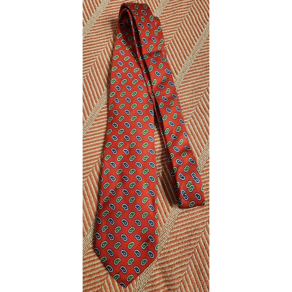 Lauren Ralph 100% Silk Red Neck Tie Paisley Pattern Business